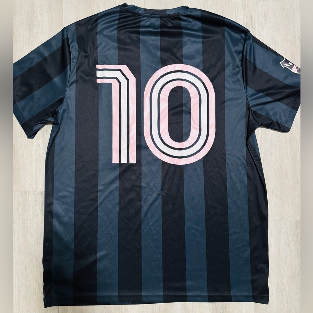 MESSI Blue & Black Striped Jersey Size L - Picture 2 of 4
